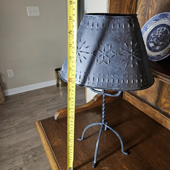 Primitive Farmhouse Punched Tin Shade Candle Holder. - Picture 8 of 8